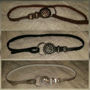 3 Bling Leather Belts